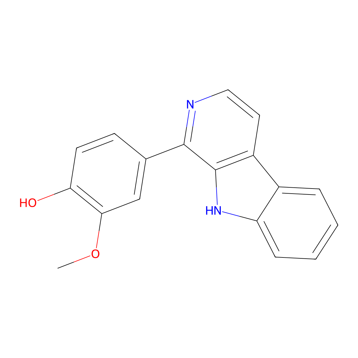 2-Methoxy-4-(9H-pyrido[3,4-b]indol-1-yl)phenol molecular structure, CAS 1258196-40-5