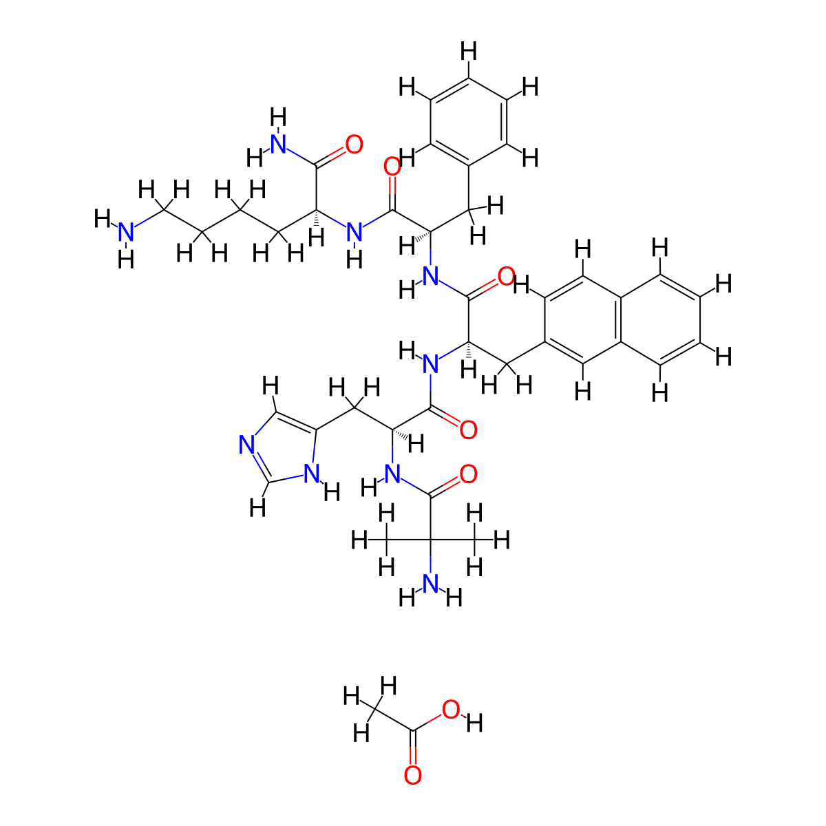 H-Aib-His-D-2Nal-D-Phe-Lys-NH2.CH3CO2H molecular structure, CAS 1258196-85-8