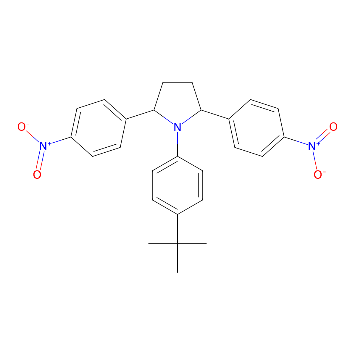 (2S,5S)-1-(4-tert-butylphenyl)-2,5-bis(4-nitrophenyl)pyrrolidine molecular structure, CAS 1258232-92-6