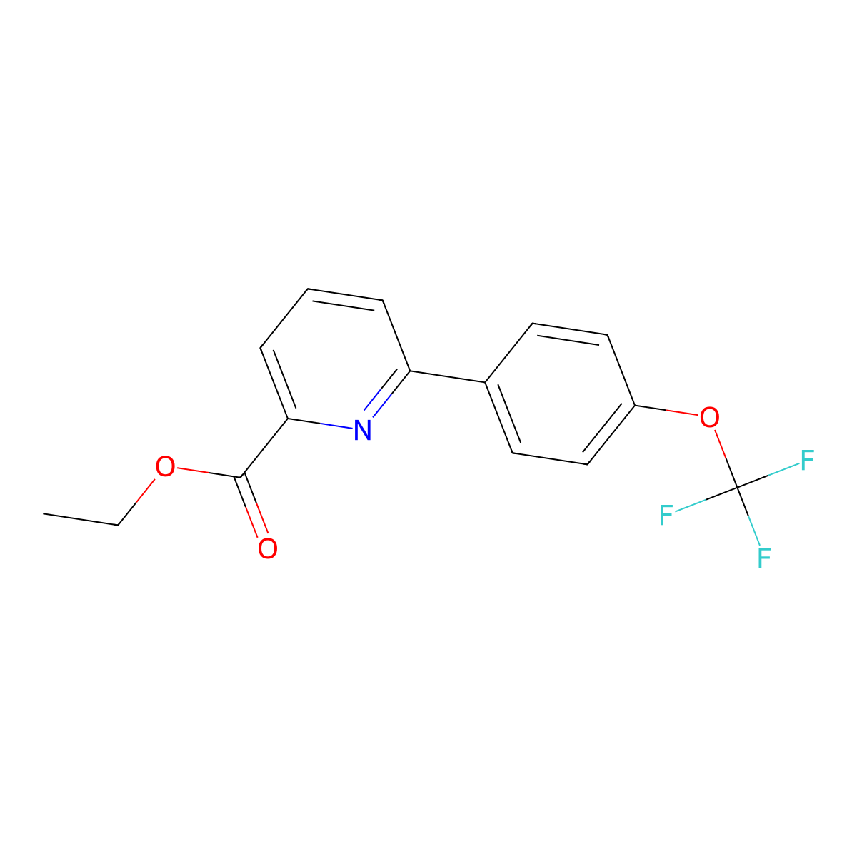 Ethyl 6-(4-(trifluoromethoxy)phenyl)picolinate molecular structure, CAS 1258269-05-4