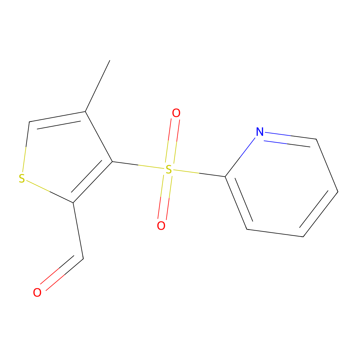 4-Methyl-3-(pyridine-2-sulfonyl)-thiophene-2-carbaldehyde molecular structure, CAS 1258283-07-6