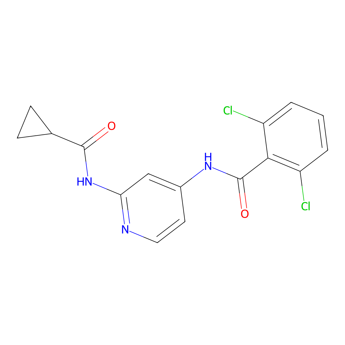 2,6-Dichloro-N-{2-[(Cyclopropylcarbonyl)amino]pyridin-4-Yl}benzamide molecular structure, CAS 1258292-64-6