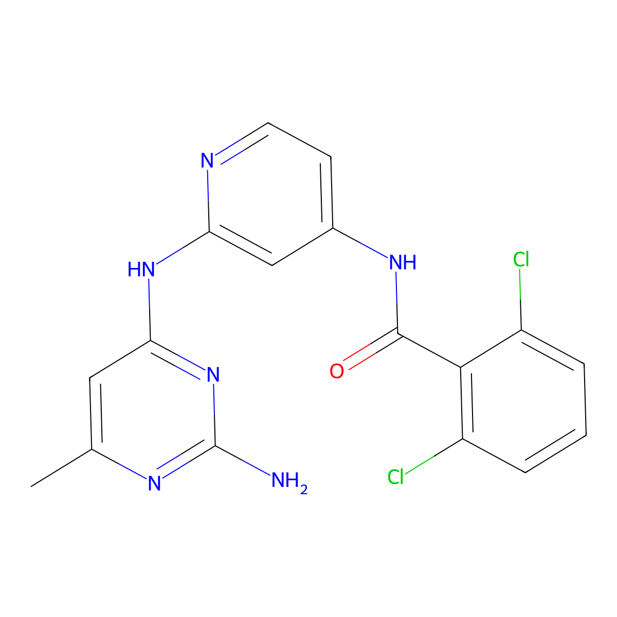N-(2-((2-amino-6-methylpyrimidin-4-yl)amino)pyridin-4-yl)-2,6-dichlorobenzamide molecular structure, CAS 1258296-60-4