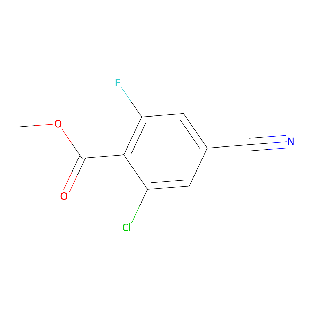 Methyl 2-chloro-4-cyano-6-fluorobenzoate molecular structure, CAS 1258298-28-0
