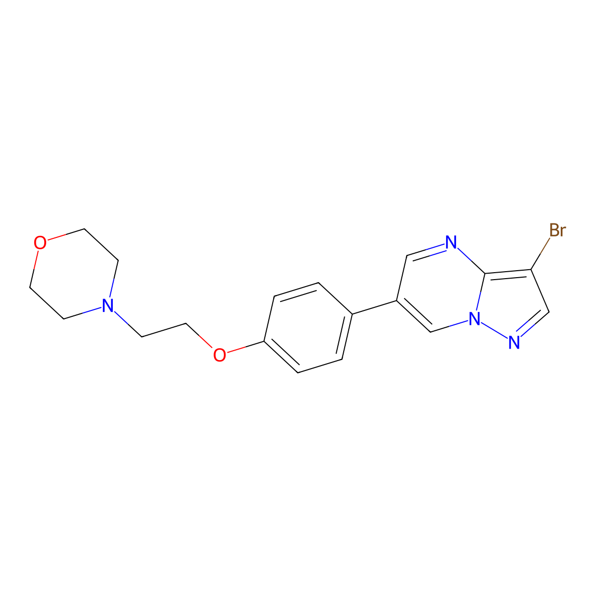 4-(2-(4-(3-Bromopyrazolo[1,5-a]pyrimidin-6-yl)phenoxy)ethyl)morpholine molecular structure, CAS 1258311-28-2