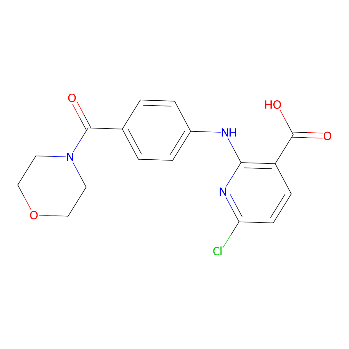 6-Chloro-2-(4-(morpholine-4-carbonyl)phenylamino)nicotinic acid molecular structure, CAS 1258322-58-5