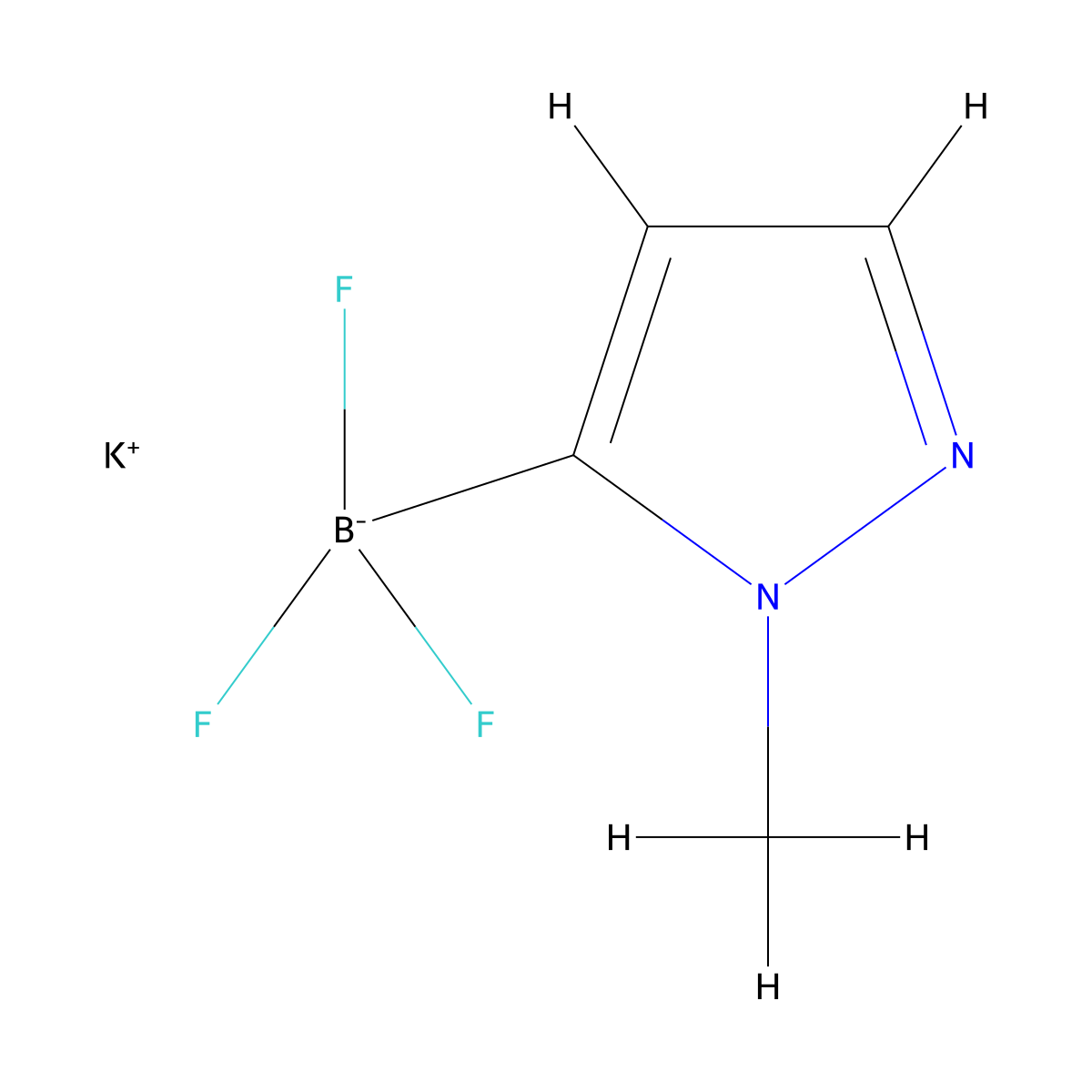 Potassium trifluoro(1-methyl-1H-pyrazol-5-yl)borate molecular structure, CAS 1258323-45-3