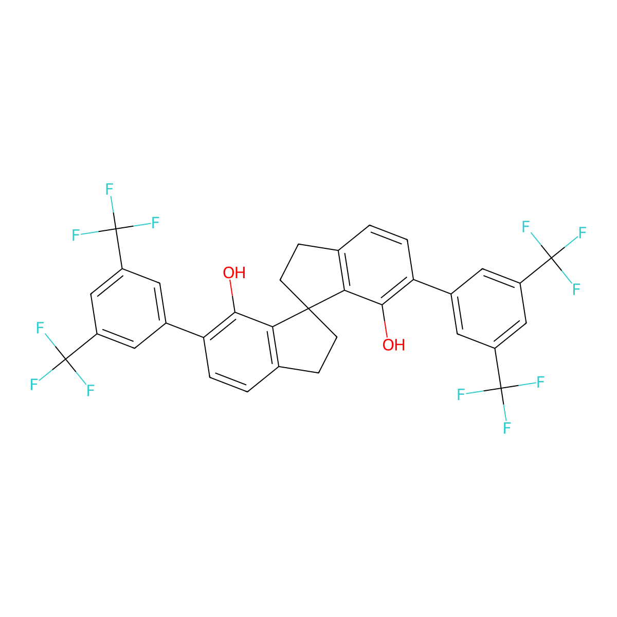 (1S)-6,6'-Bis[3,5-bis(trifluoromethyl)phenyl]-2,2',3,3'-tetrahydro-1,1'-spirobi[1H-indene]-7,7'-diol molecular structure, CAS 1258327-01-3