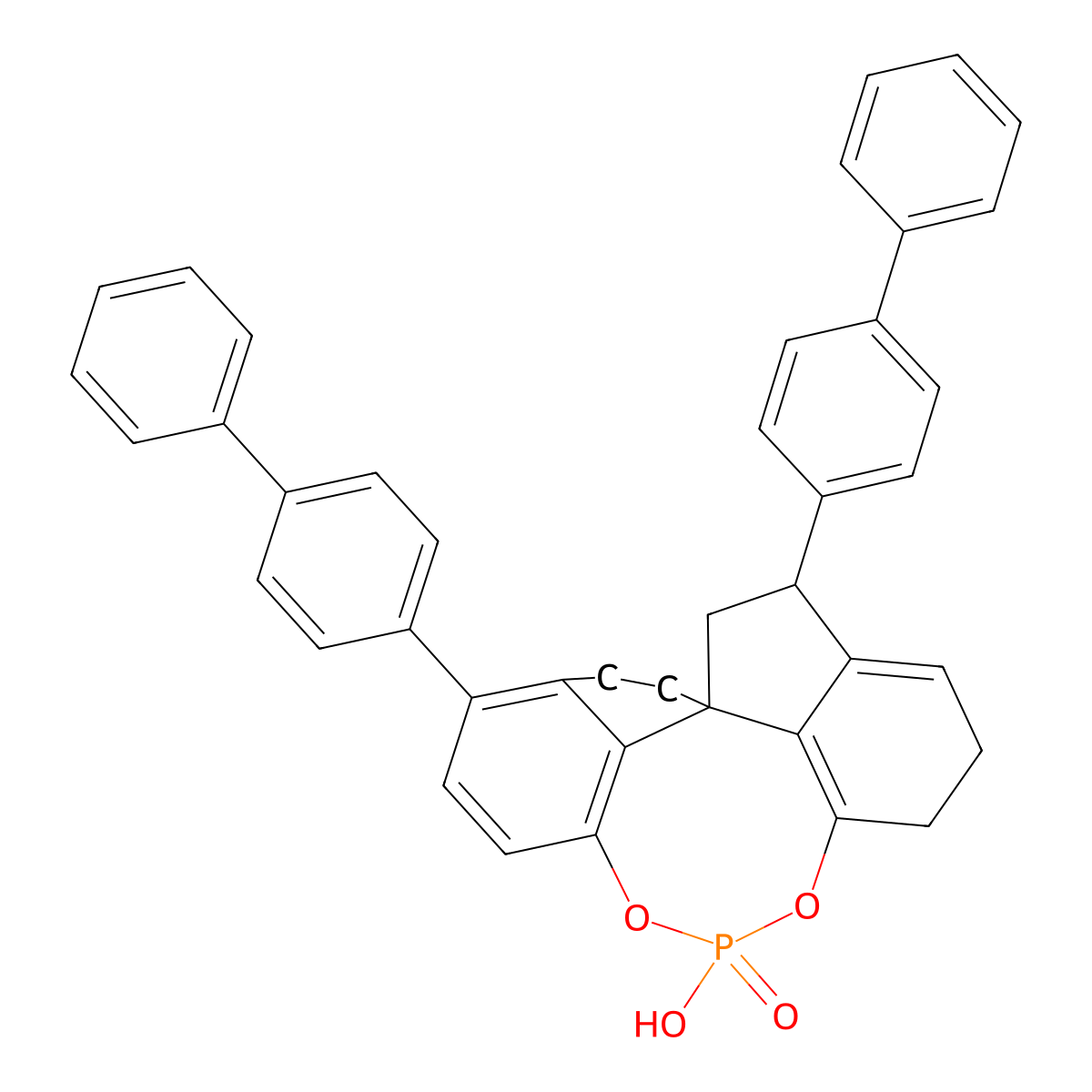 (11aS)-4,8-Di([1,1'-biphenyl]-4-yl)-12-hydroxy-1,2,4,5,6,7-hexahydrodiindeno[7,1-de:1',7'-fg][1,3,2]dioxaphosphocine 12-oxide molecular structure, CAS 1258327-06-8