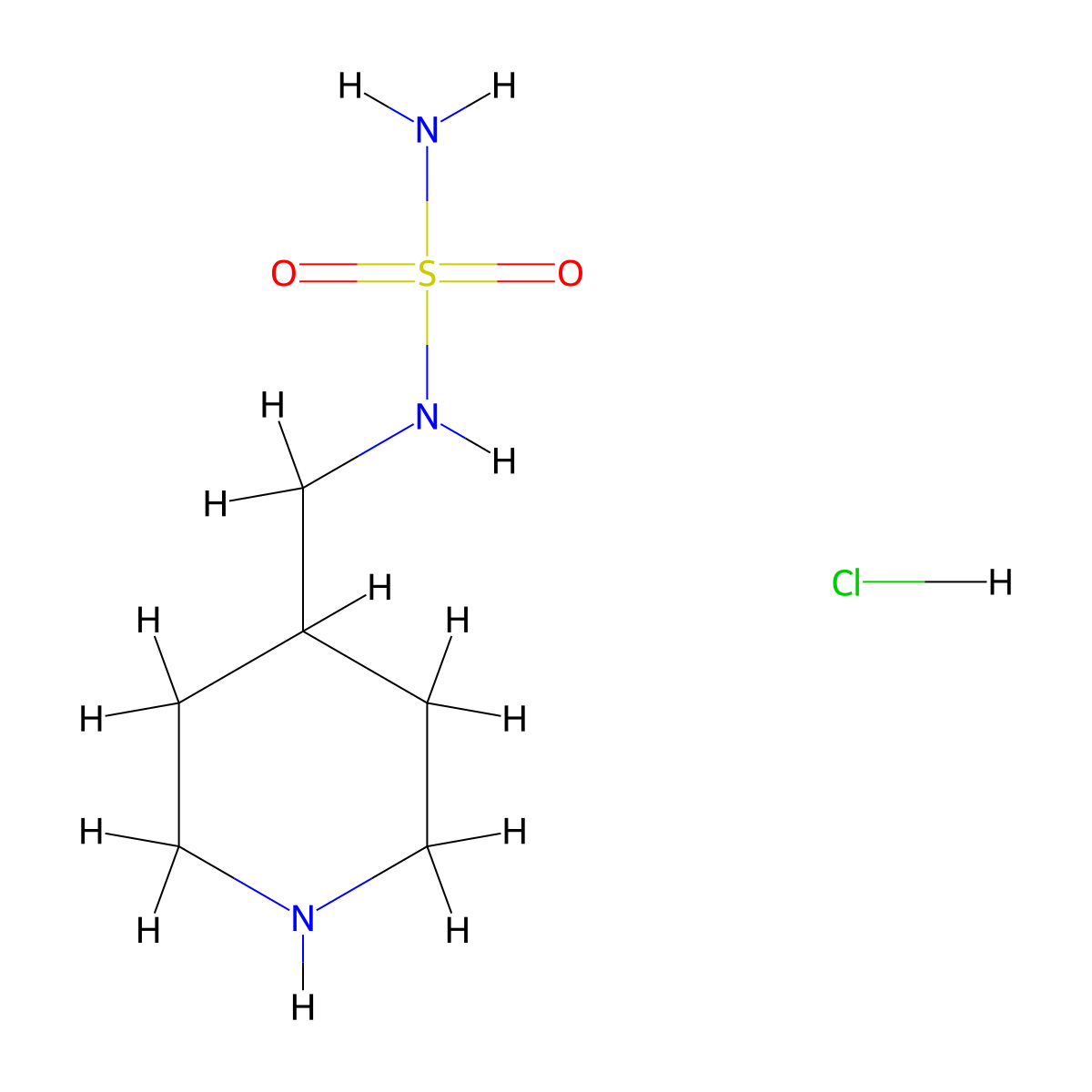4-[(SUlfamoylamino)methyl]piperidine hydrochloride molecular structure, CAS 1258327-60-4