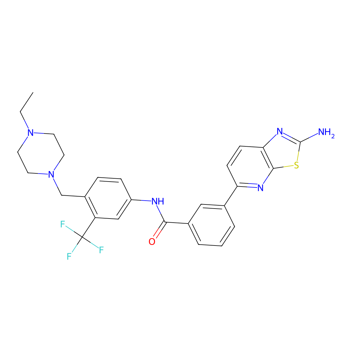 3-{2-amino-[1,3]thiazolo[5,4-b]pyridin-5-yl}-N-{4-[(4-ethylpiperazin-1-yl)methyl]-3-(trifluoromethyl)phenyl}benzamide molecular structure, CAS 1258391-29-5
