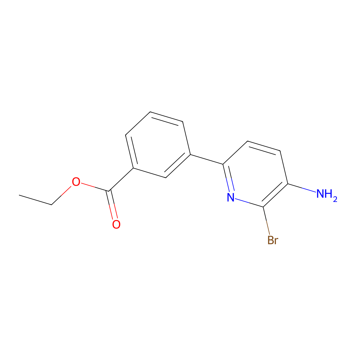 Ethyl 3-(5-amino-6-bromopyridin-2-yl)benzoate molecular structure, CAS 1258391-91-1