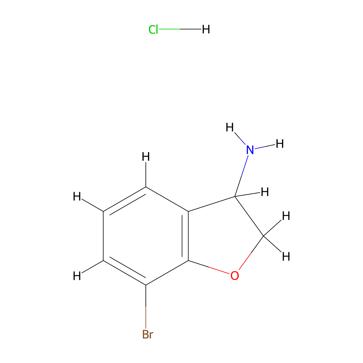 7-Bromo-2,3-dihydrobenzofuran-3-amine hydrochloride molecular structure, CAS 1258400-12-2
