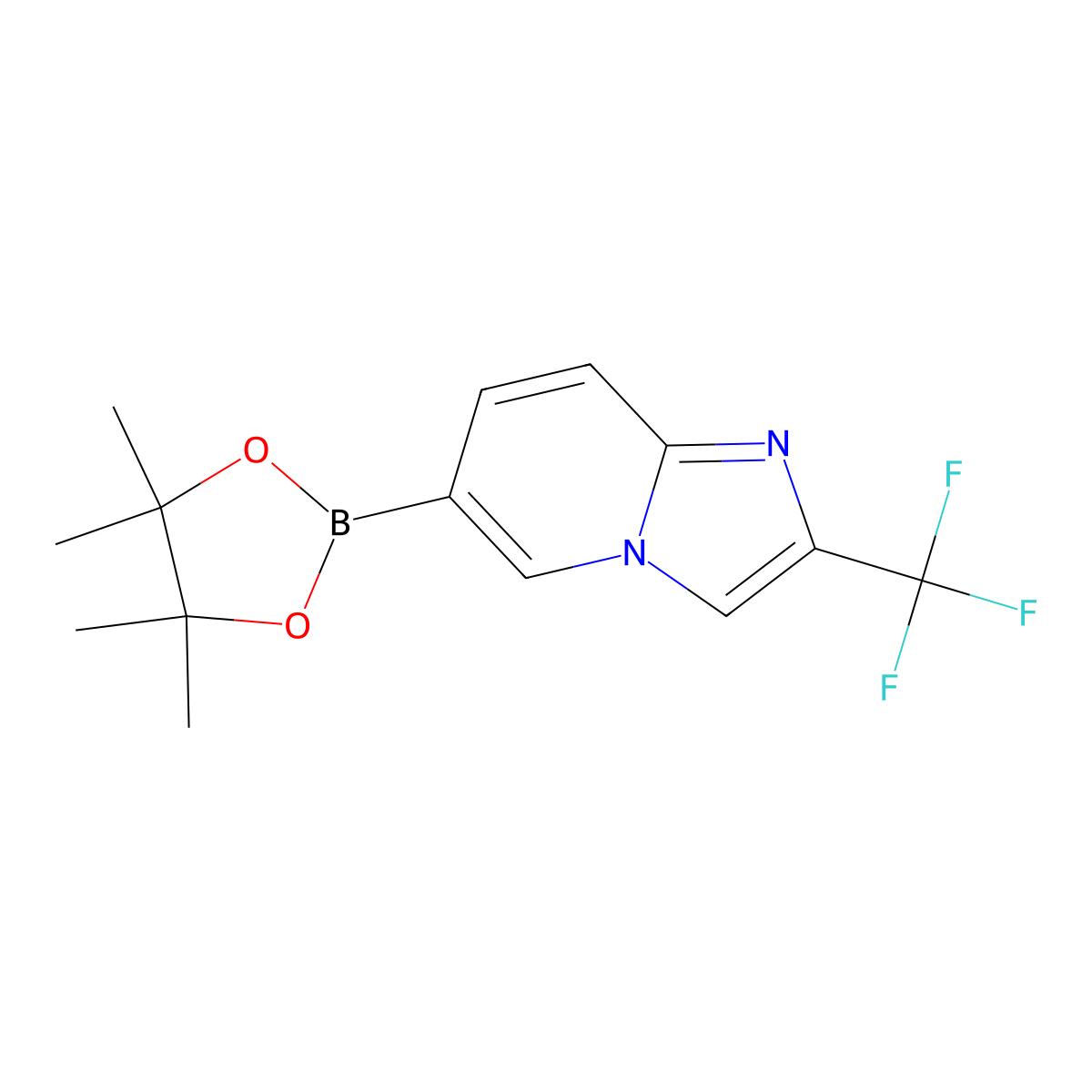 6-(4,4,5,5-Tetramethyl-1,3,2-dioxaborolan-2-yl)-2-(trifluoromethyl)imidazo[1,2-a]pyridine molecular structure, CAS 1258402-42-4