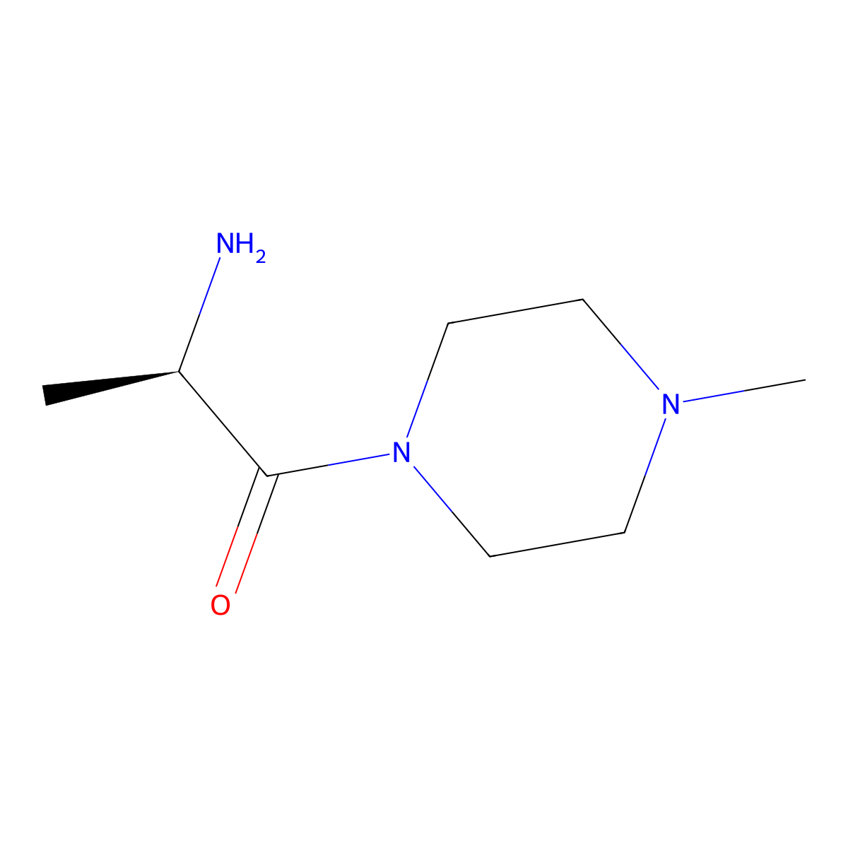 1-Propanone, 2-amino-1-(4-methyl-1-piperazinyl)-, (2R)- molecular structure, CAS 1258405-40-1