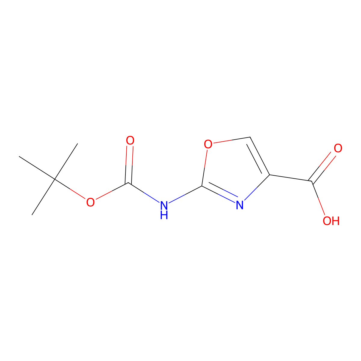 2-tert-Butoxycarbonylamino-oxazole-4-carboxylic acid molecular structure, CAS 1258411-50-5