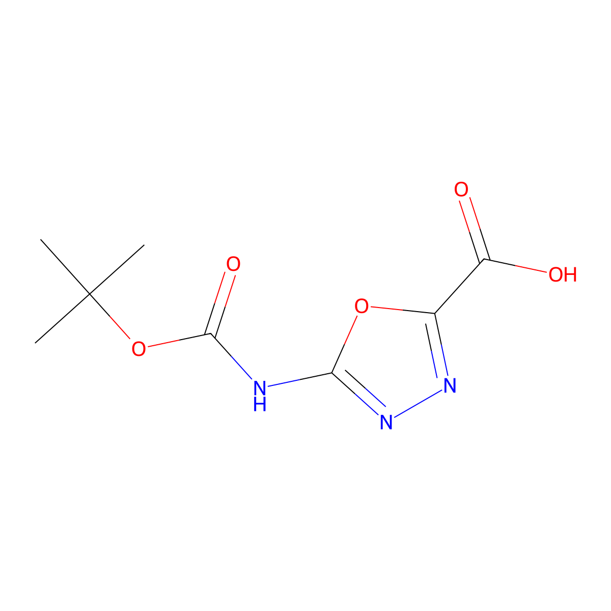 5-((tert-Butoxycarbonyl)amino)-1,3,4-oxadiazole-2-carboxylic acid molecular structure, CAS 1258411-54-9