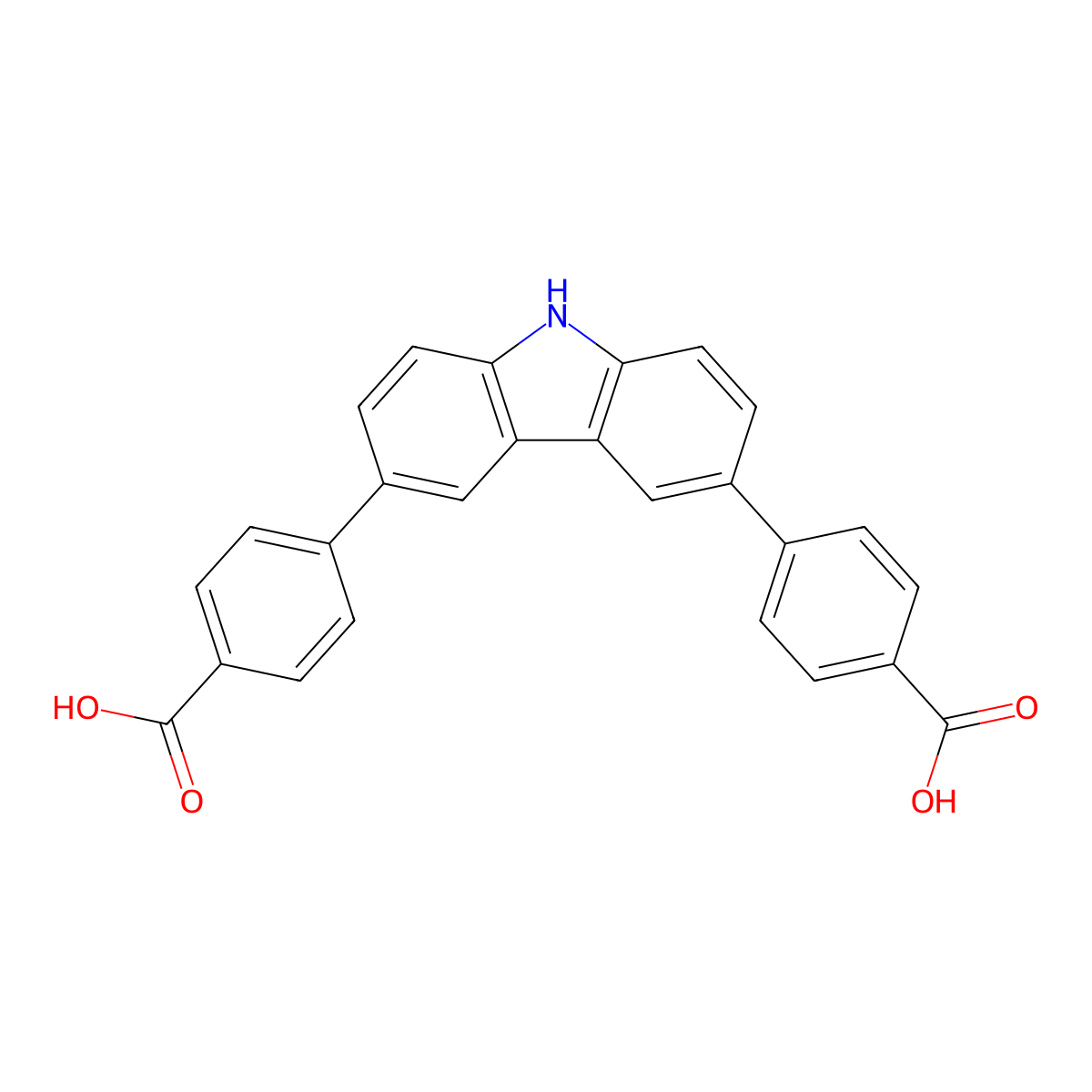 4,4'-(9H-Carbazole-3,6-diyl)dibenzoic acid molecular structure, CAS 1258419-79-2