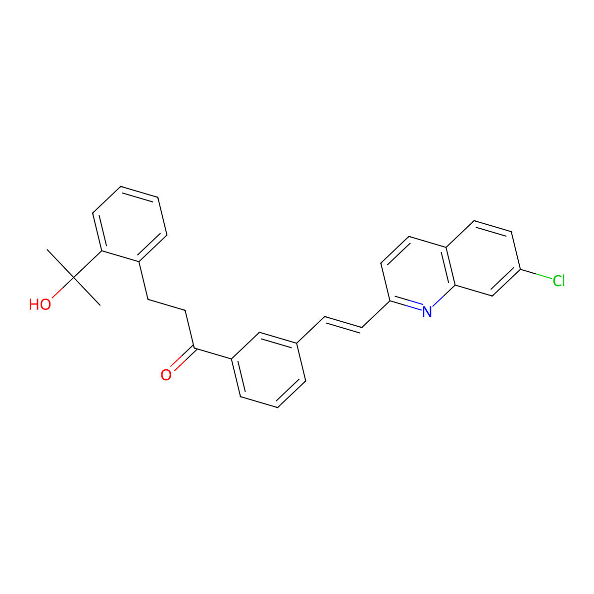 1-[3-[(1E)-2-(7-Chloro-2-quinolinyl)ethenyl]phenyl]-3-[2-(1-hydroxy-1-methylethyl)phenyl]-1-propanone molecular structure, CAS 1258428-71-5