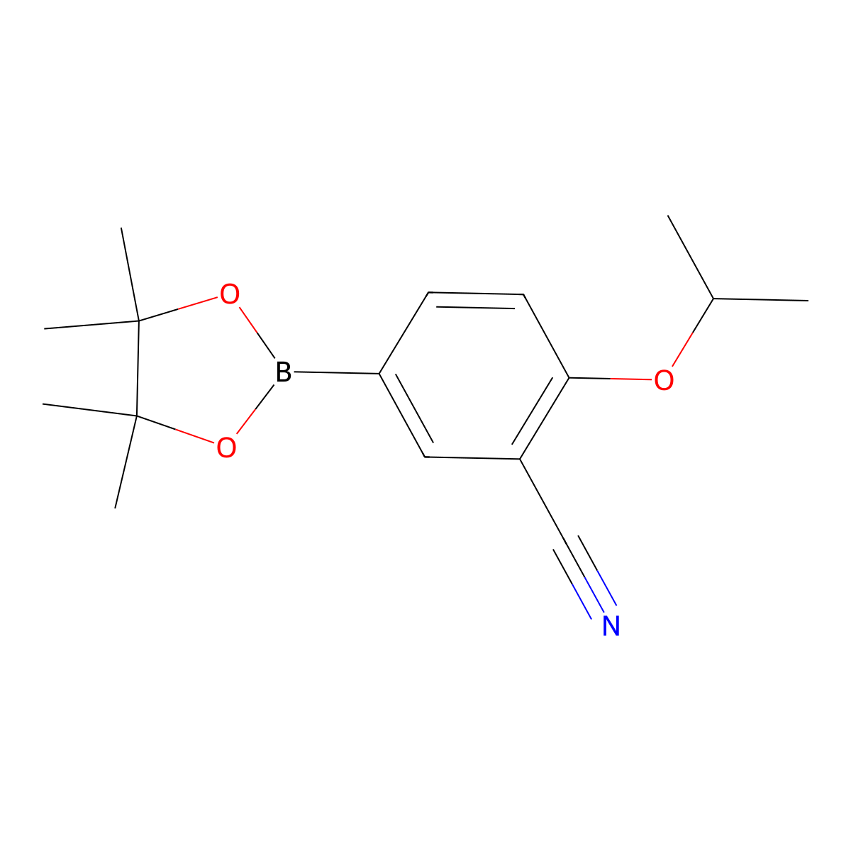 2-Isopropoxy-5-(4,4,5,5-tetramethyl-1,3,2-dioxaborolan-2-yl)benzonitrile molecular structure, CAS 1258440-84-4