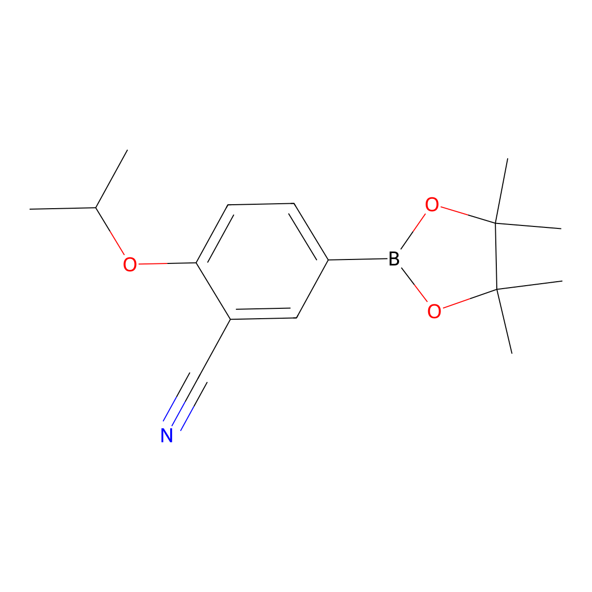 2-Isopropoxy-5-(4,4,5,5-tetramethyl-1,3,2-dioxaborolan-2-yl)benzonitrile molecular structure, CAS 1258440-84-4