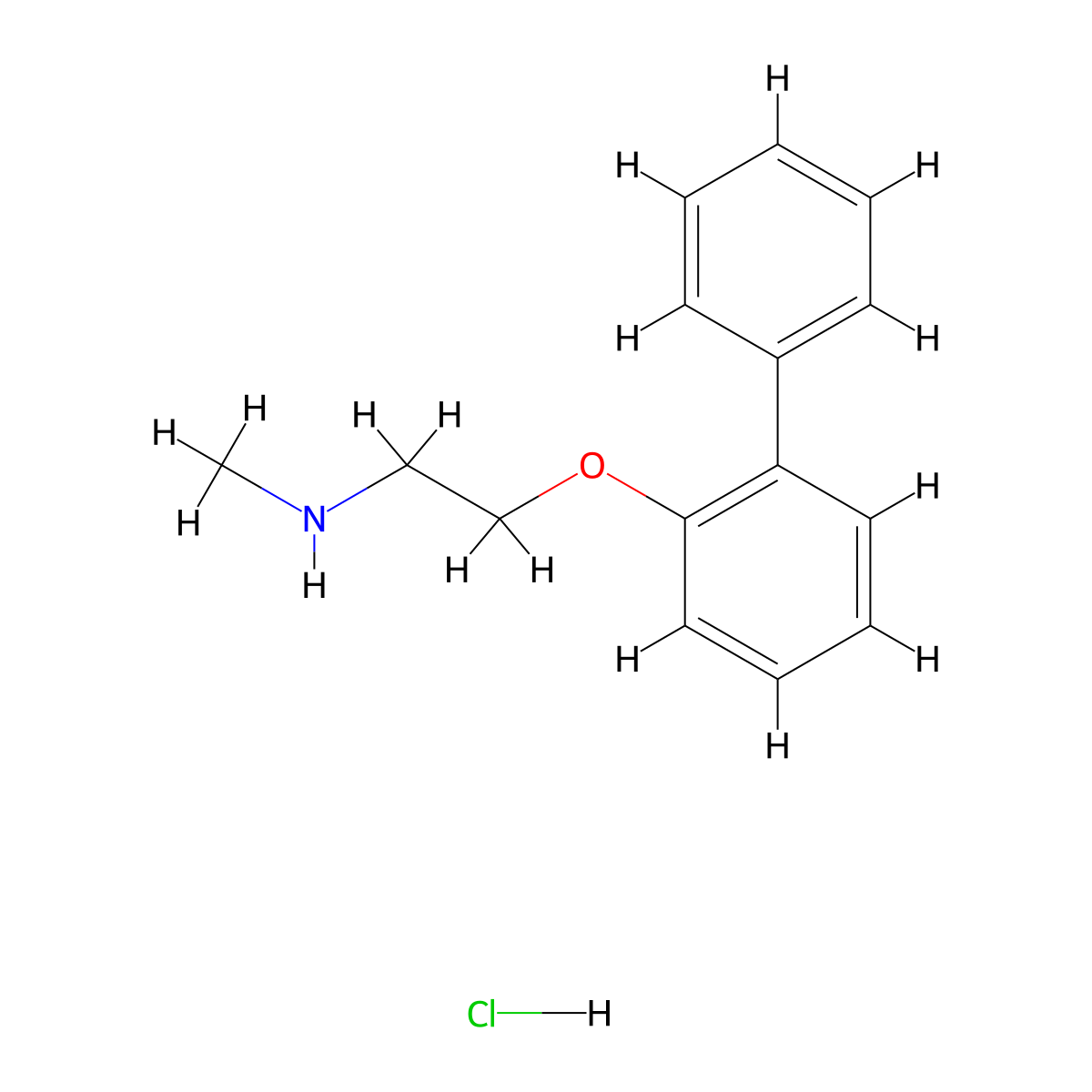 Ethanamine, 2-((1,1'-biphenyl)-2-yloxy)-N-methyl-, hydrochloride molecular structure, CAS 125849-16-3