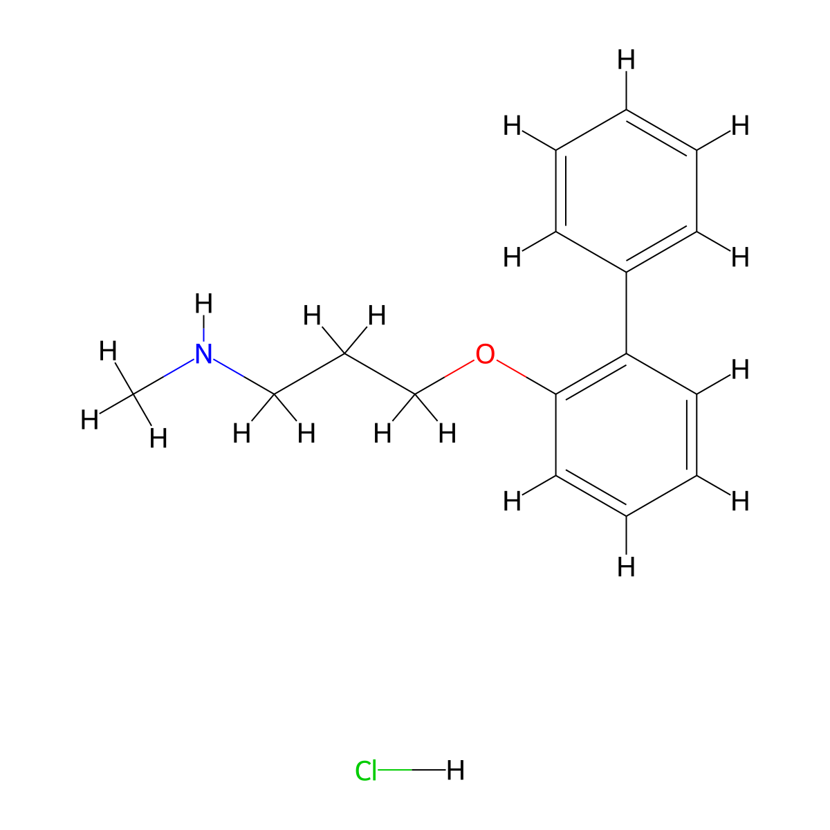 1-Propanamine, 3-((1,1'-biphenyl)-2-yloxy)-N-methyl-, hydrochloride molecular structure, CAS 125849-18-5