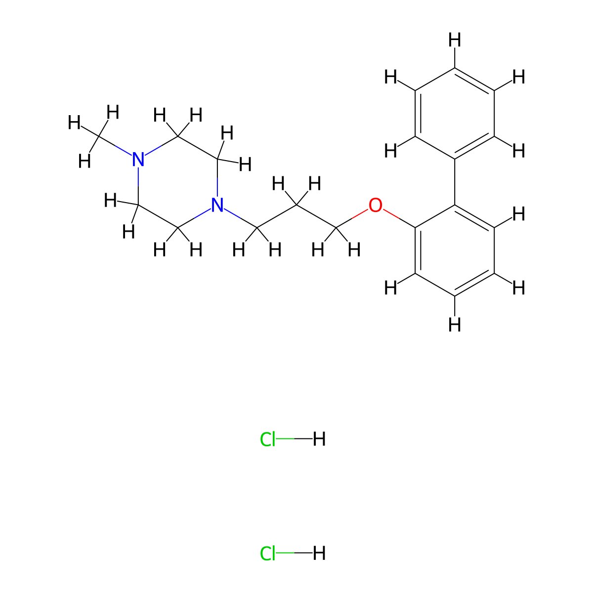 Piperazine, 1-(3-((1,1'-biphenyl)-2-yloxy)propyl)-4-methyl-, dihydrochloride molecular structure, CAS 125849-22-1