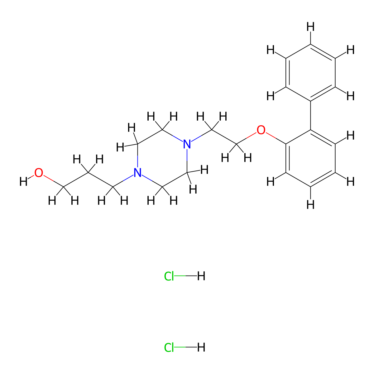 1-Piperazinepropanol, 4-(2-((1,1'-biphenyl)-2-yloxy)ethyl)-, dihydrochloride molecular structure, CAS 125849-26-5