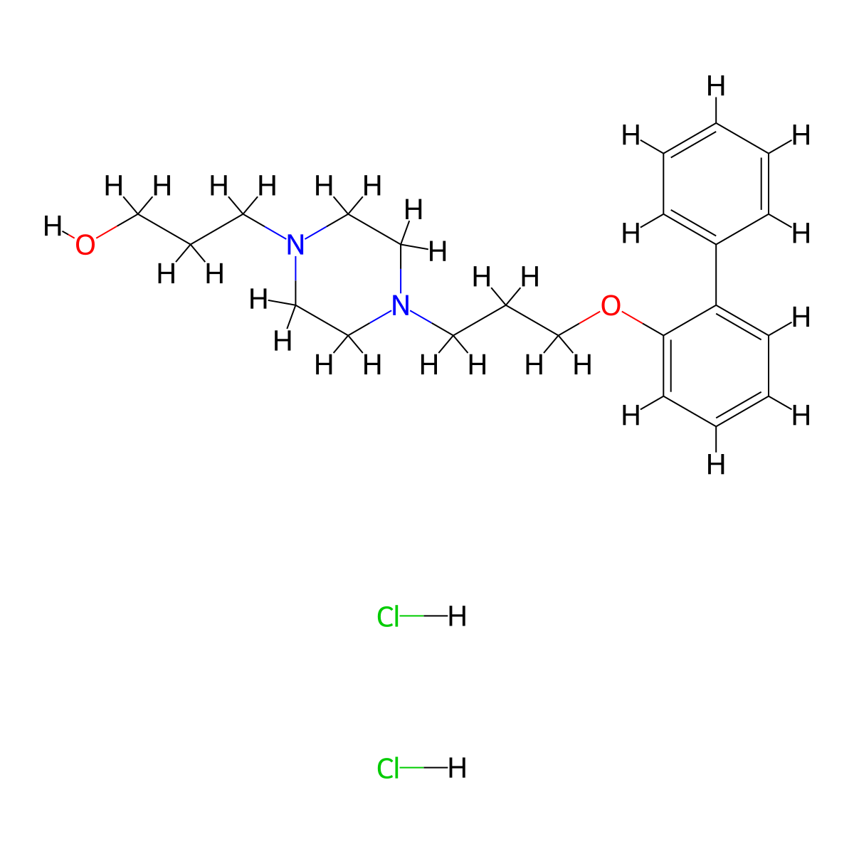 1-Piperazinepropanol, 4-(3-((1,1'-biphenyl)-2-yloxy)propyl)-, dihydrochloride molecular structure, CAS 125849-28-7