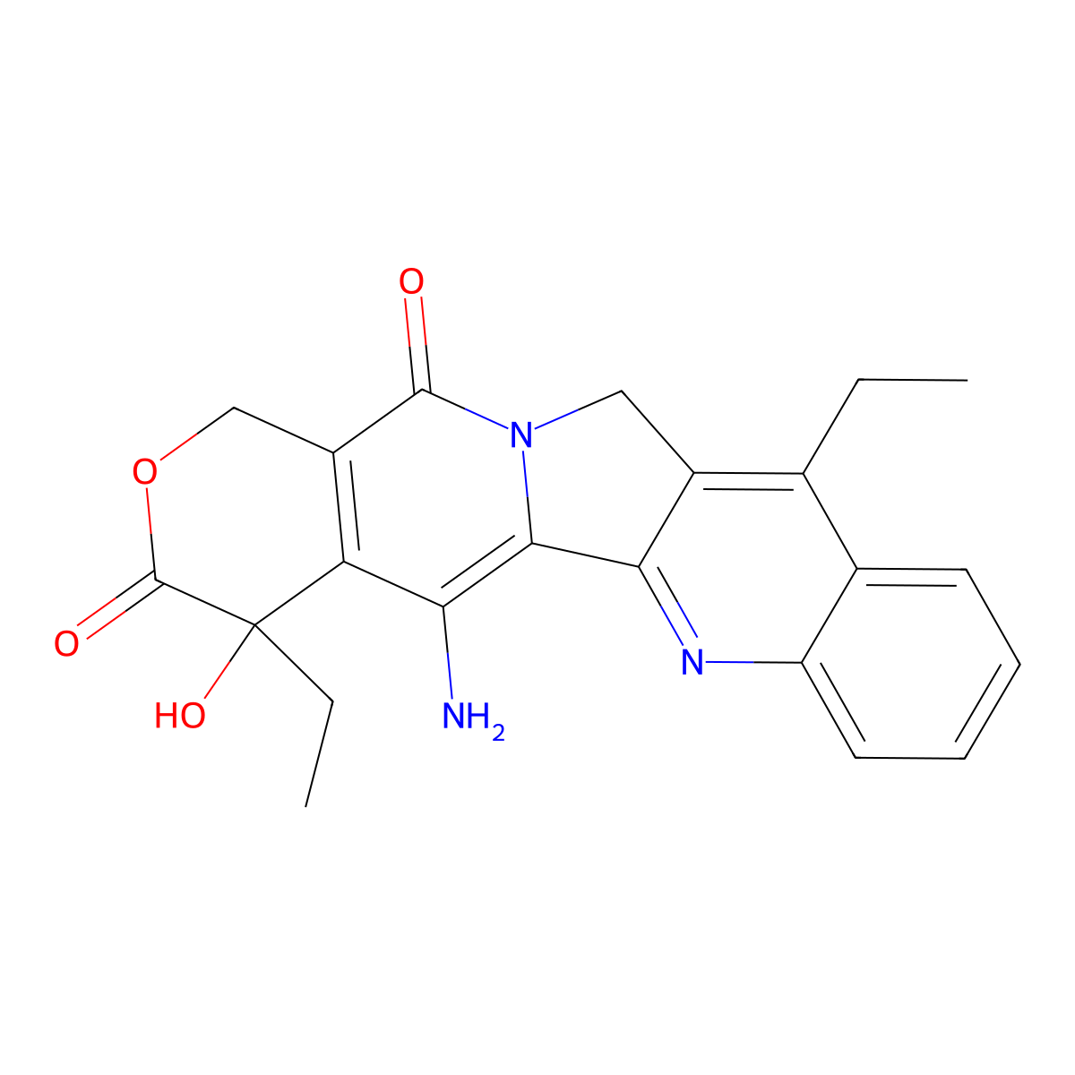 (S)-5-Amino-4,11-diethyl-4-hydroxy-1,12-dihydro-14H-pyrano[3',4':6,7]indolizino[1,2-b]quinoline-3,14(4H)-dione molecular structure, CAS 1258494-60-8