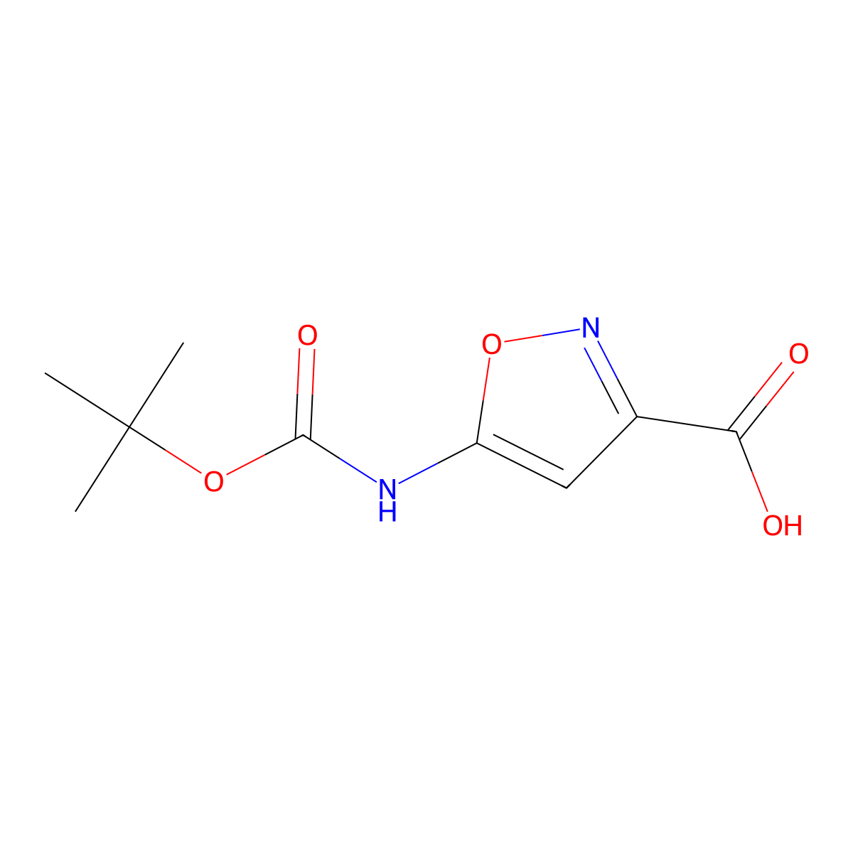 5-((tert-Butoxycarbonyl)amino)isoxazole-3-carboxylic acid molecular structure, CAS 1258503-55-7