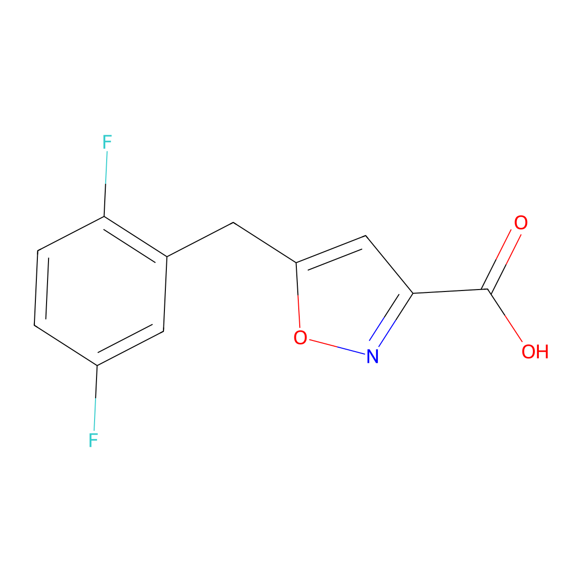 5-(2,5-Difluorobenzyl)isoxazole-3-carboxylic acid molecular structure, CAS 1258503-80-8