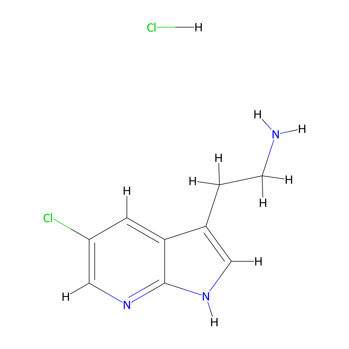 2-(5-chloro-1H-pyrrolo(2,3-b)pyridin-3-yl)ethan-1-amine hydrochloride molecular structure, CAS 1258504-40-3
