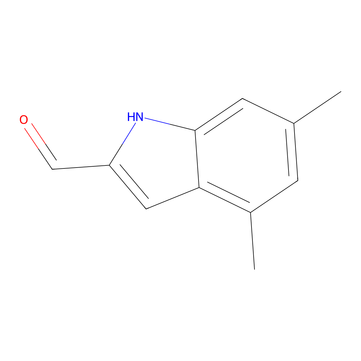 4,6-dimethyl-1H-indole-2-carbaldehyde molecular structure, CAS 1258520-62-5