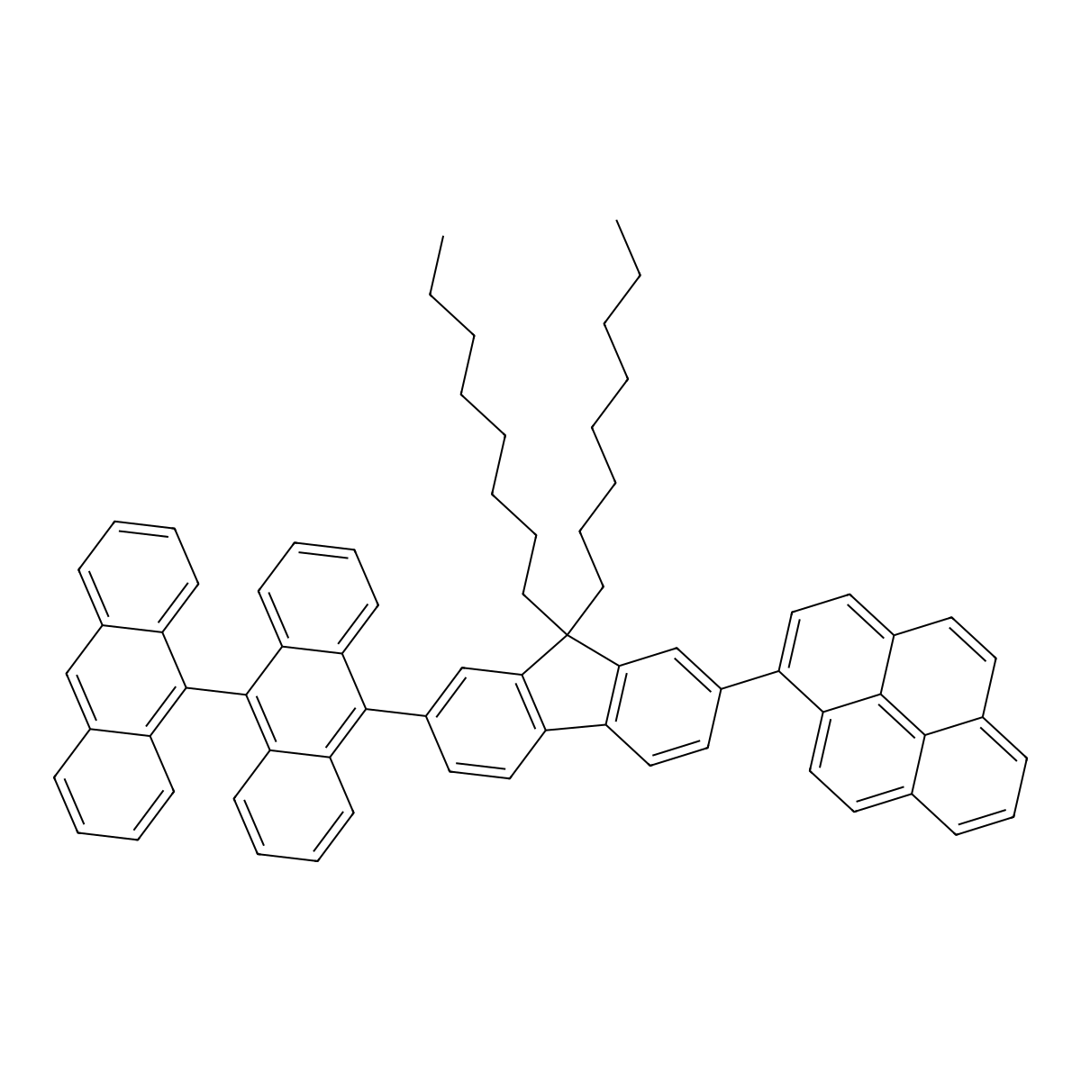 1-(7-(9,9'-Bianthracen-10-yl)-9,9-dioctyl-9h-fluoren-2-yl)pyrene molecular structure, CAS 1258522-34-7