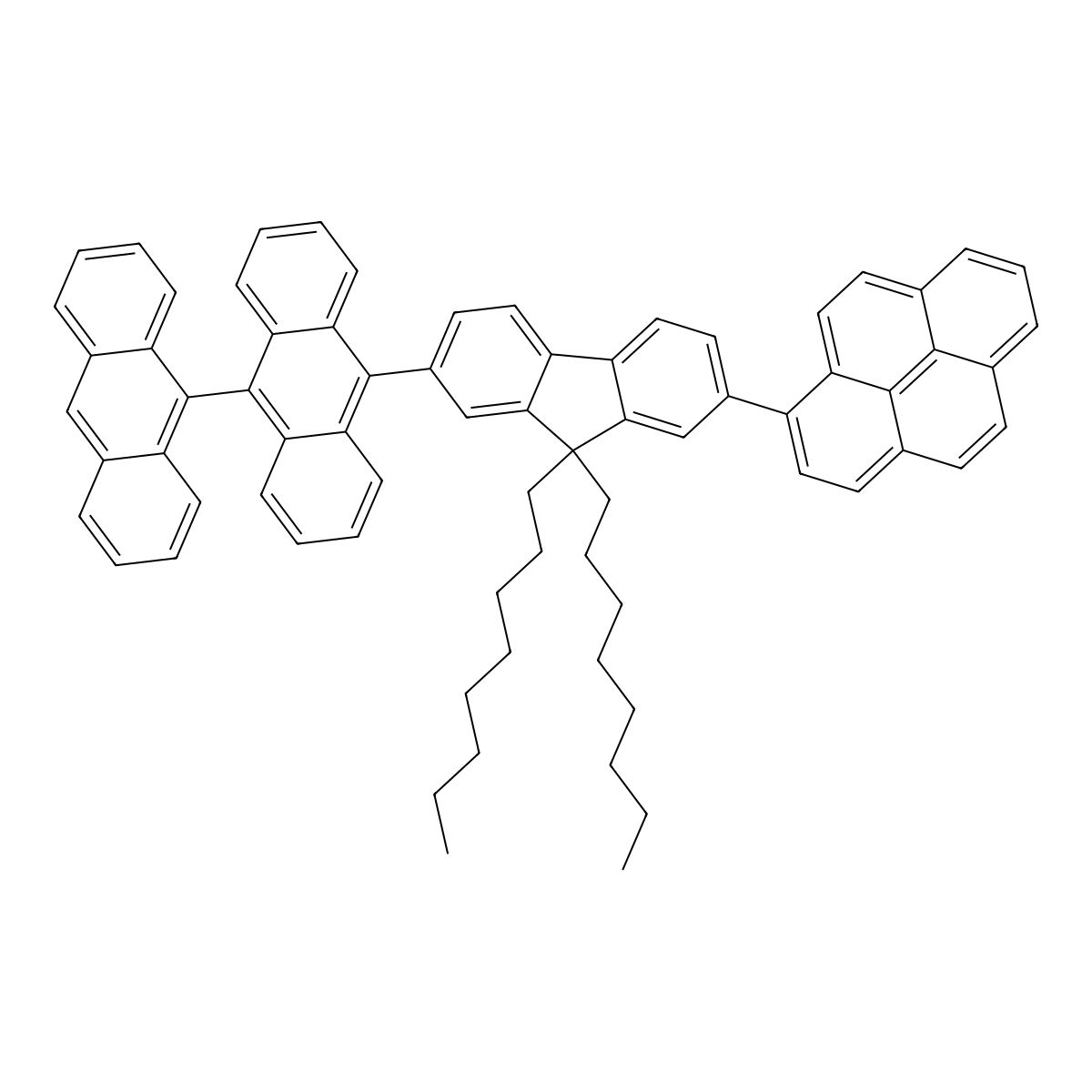 1-(7-(9,9'-Bianthracen-10-yl)-9,9-dioctyl-9h-fluoren-2-yl)pyrene molecular structure, CAS 1258522-34-7