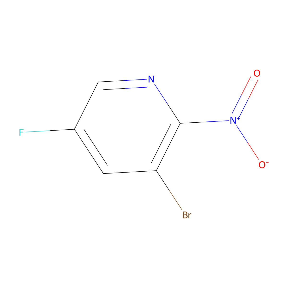 3-Bromo-5-fluoro-2-nitropyridine molecular structure, CAS 1258544-91-0