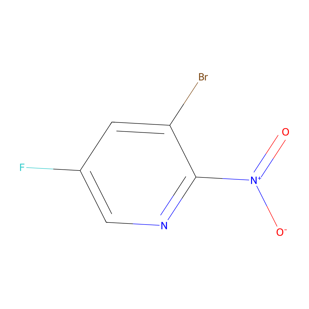3-Bromo-5-fluoro-2-nitropyridine molecular structure, CAS 1258544-91-0