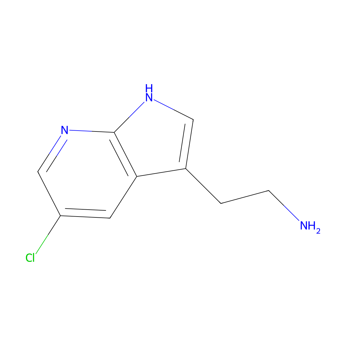 2-{5-chloro-1H-pyrrolo[2,3-b]pyridin-3-yl}ethan-1-amine molecular structure, CAS 1258592-65-2