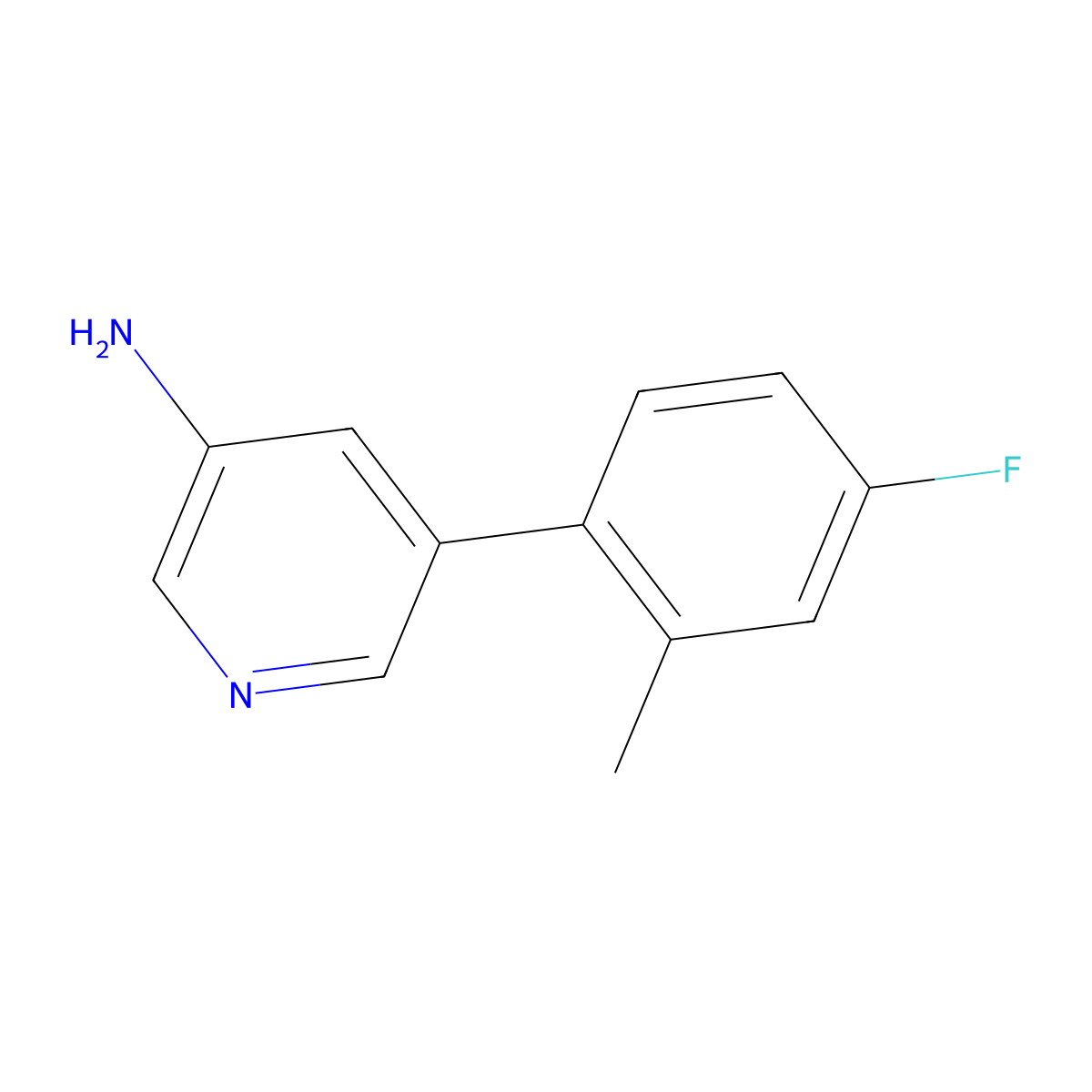 3-Amino-5-(4-fluoro-2-methylphenyl)pyridine molecular structure, CAS 1258609-32-3