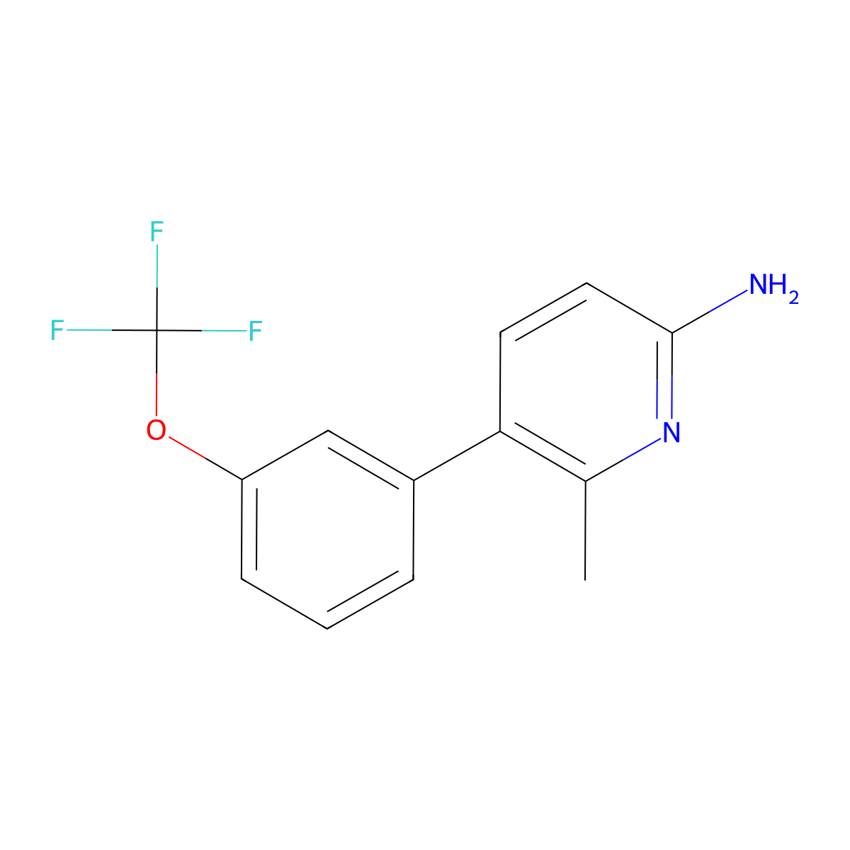 6-Methyl-5-[3-(trifluoromethoxy)phenyl]-2-pyridinamine molecular structure, CAS 1258609-81-2