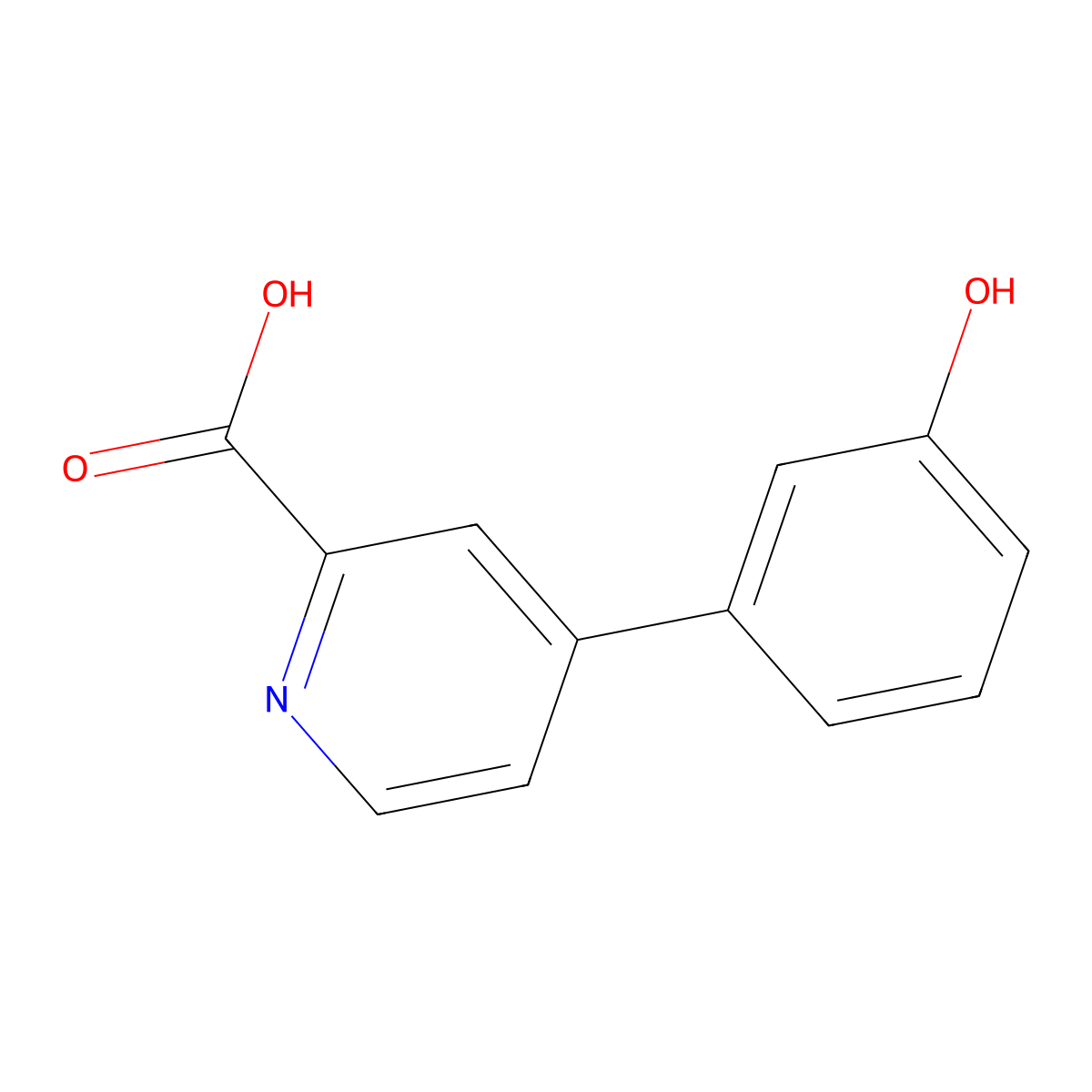 4-(3-Hydroxyphenyl)picolinic acid molecular structure, CAS 1258610-01-3