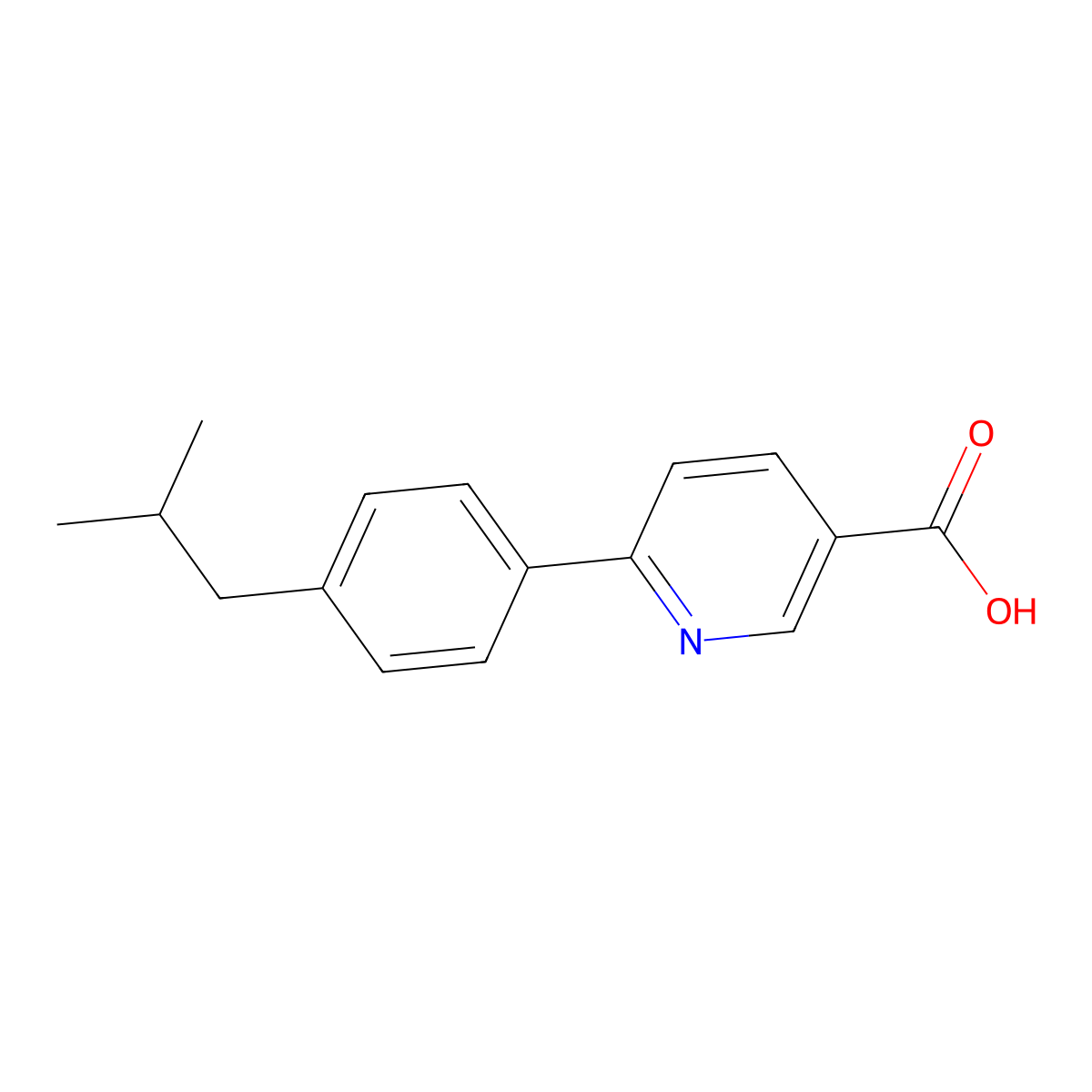 3-Pyridinecarboxylic acid, 6-[4-(2-methylpropyl)phenyl]- molecular structure, CAS 1258610-24-0