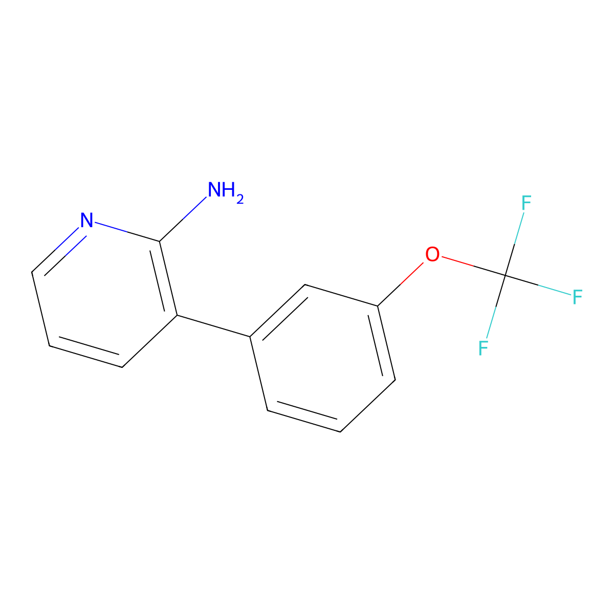2-Amino-3-(3-(trifluoromethoxy)phenyl)pyridine molecular structure, CAS 1258610-49-9