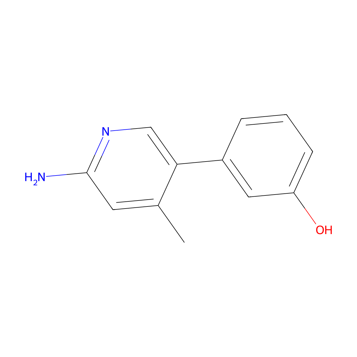 3-(6-Amino-4-methylpyridin-3-yl)phenol molecular structure, CAS 1258611-35-6