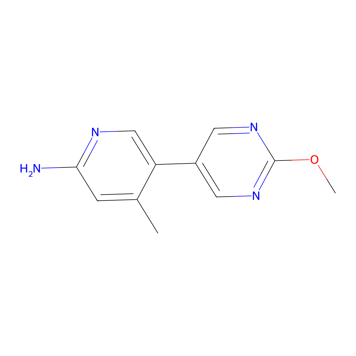 5-(2-Methoxy-5-pyrimidinyl)-4-methyl-2-pyridinamine molecular structure, CAS 1258611-70-9