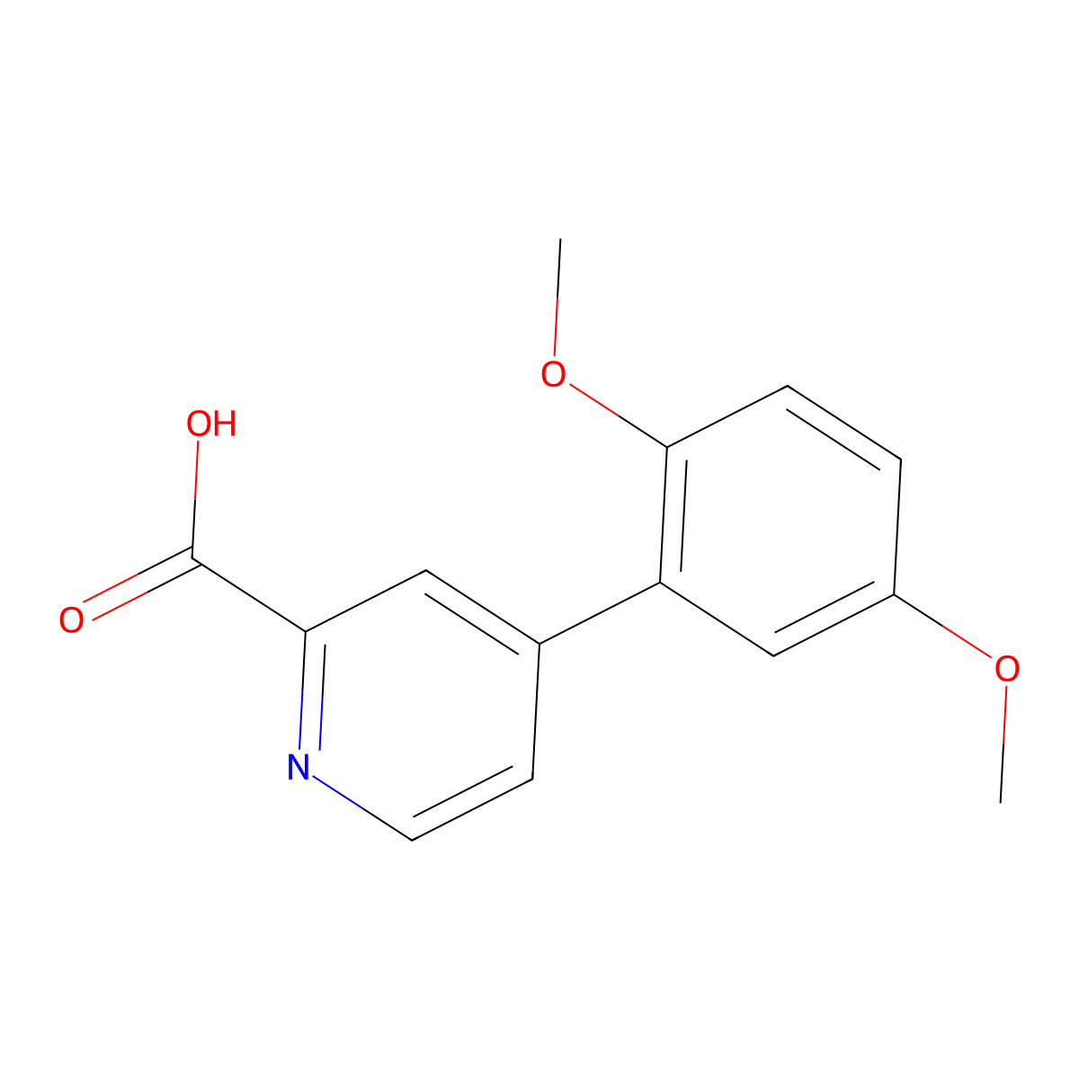 4-(2,5-Dimethoxyphenyl)picolinic acid molecular structure, CAS 1258611-71-0