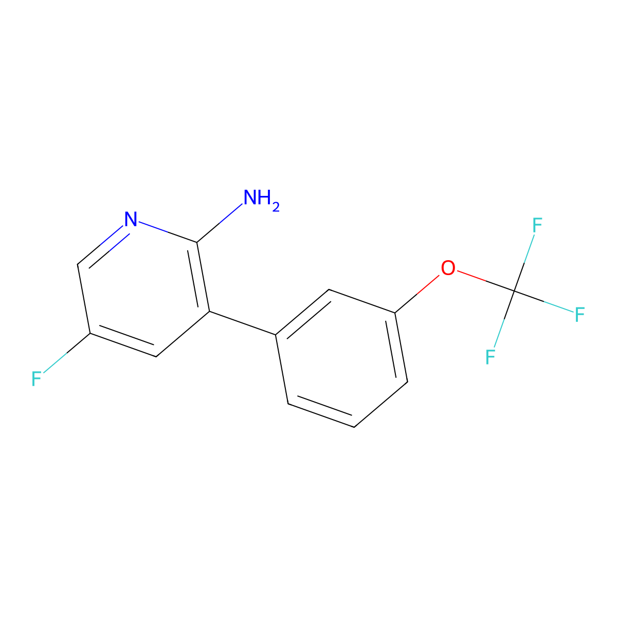 2-Amino-5-fluoro-3-(3-(trifluoromethoxy)phenyl)pyridine molecular structure, CAS 1258612-60-0