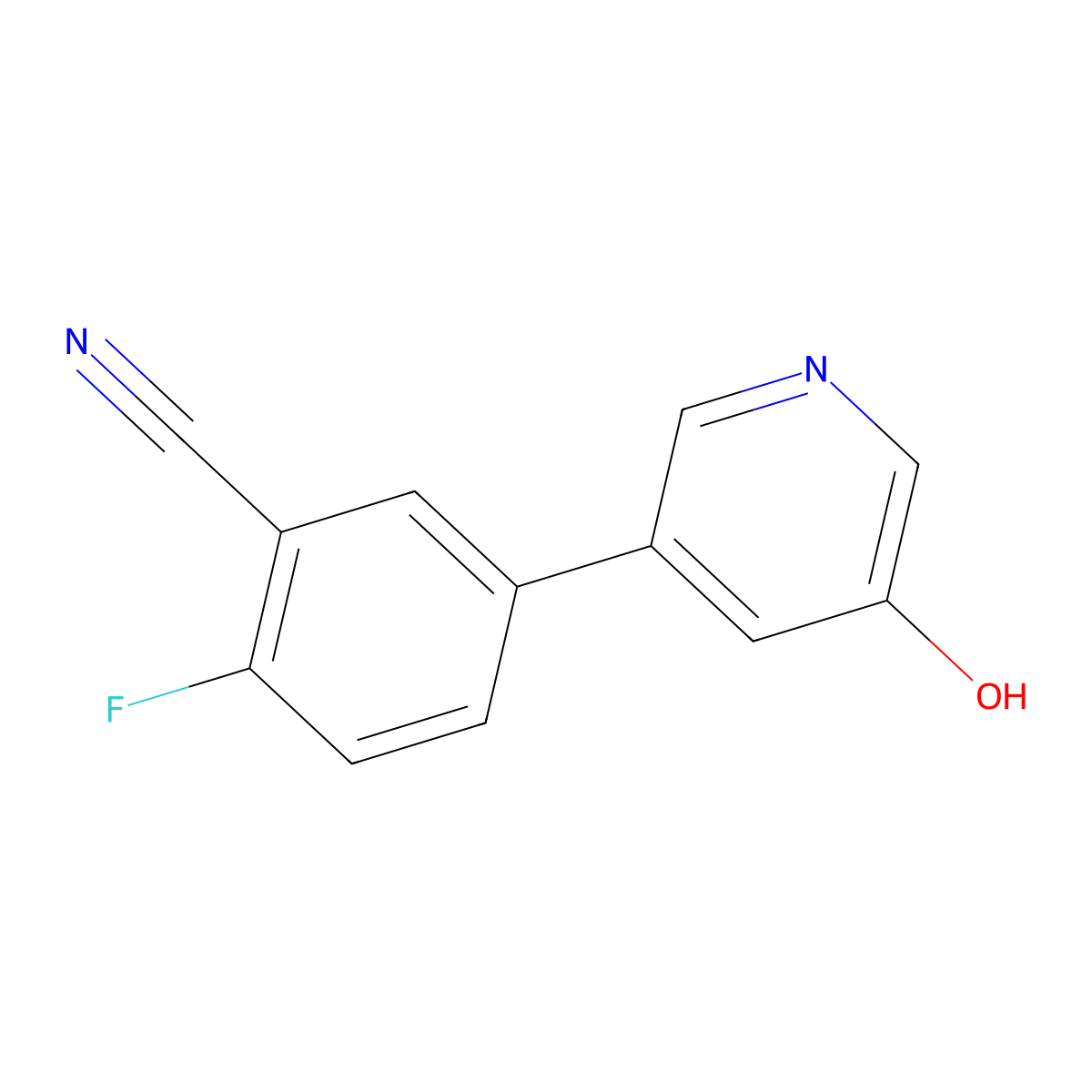 2-Fluoro-5-(5-hydroxy-3-pyridinyl)benzonitrile molecular structure, CAS 1258612-72-4